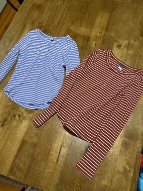 Old Navy Striped Long-Sleeve Tees - Light Blue & Rust